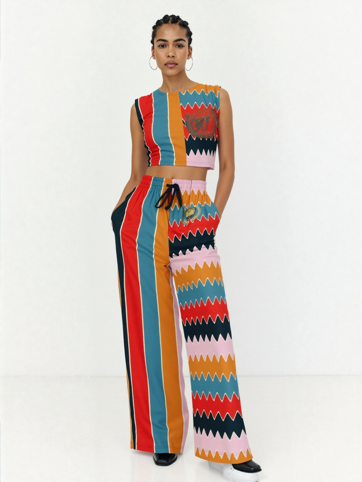 Ruby Morrison Rugby Stripe Eco-Poly Wide Leg Pants