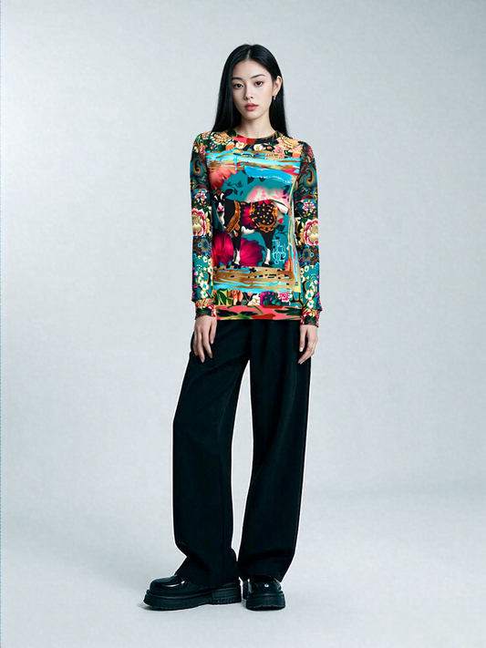 Sacred Chinese Cow Animal Print Unisex Sweatshirt (Gold Label)