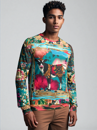 Sacred Chinese Cow Animal Print Unisex Sweatshirt (Gold Label)