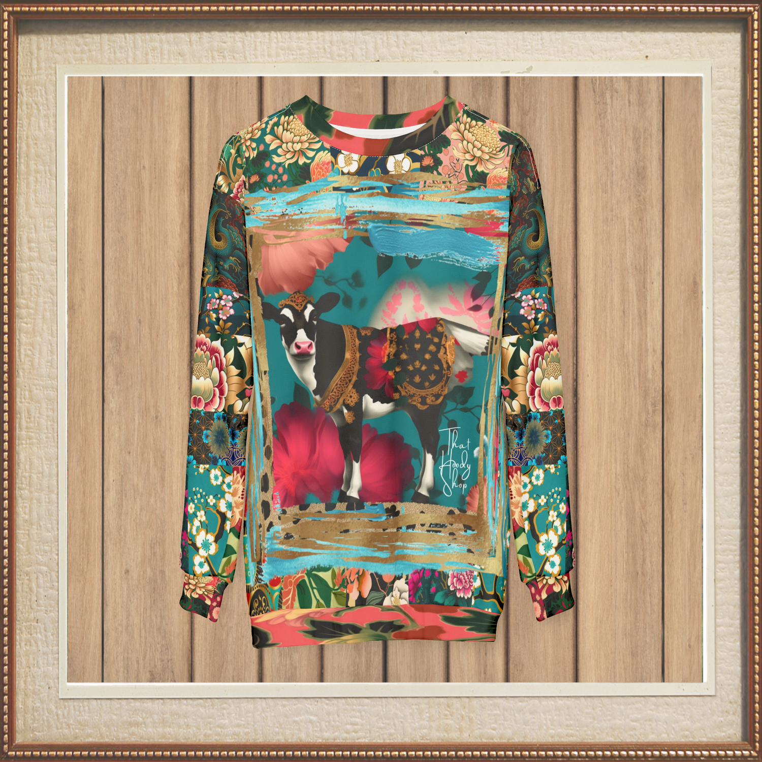 Sacred Chinese Cow Animal Print Unisex Sweatshirt (Gold Label)