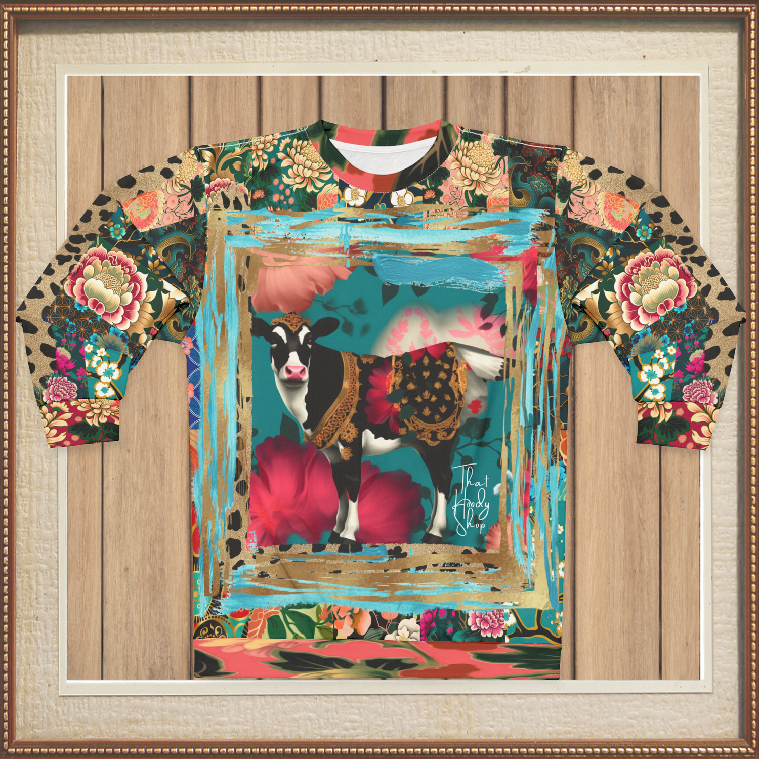 Sacred Chinese Cow Animal Print Unisex Sweatshirt (Gold Label)