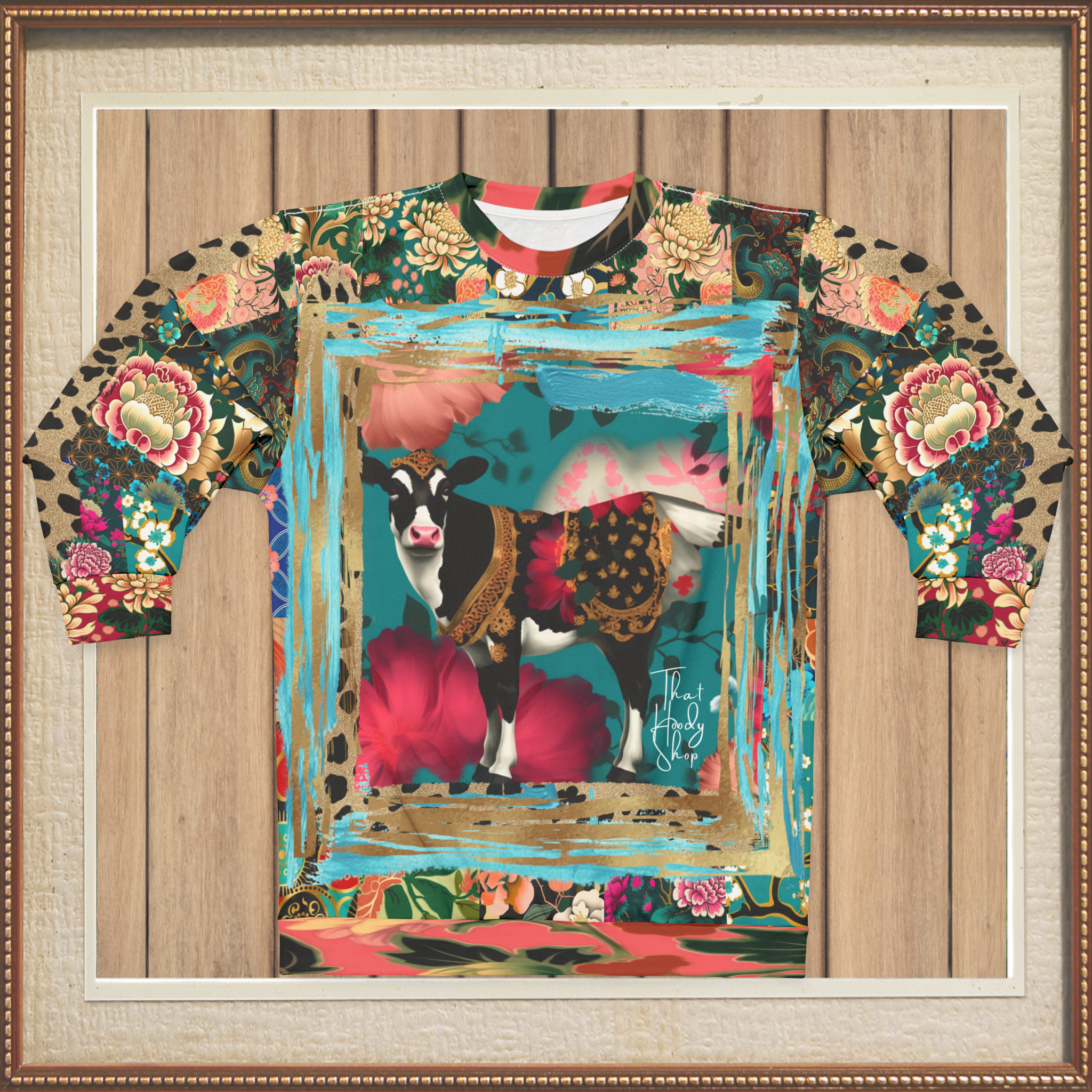 Sacred Chinese Cow Animal Print Unisex Sweatshirt (Gold Label)