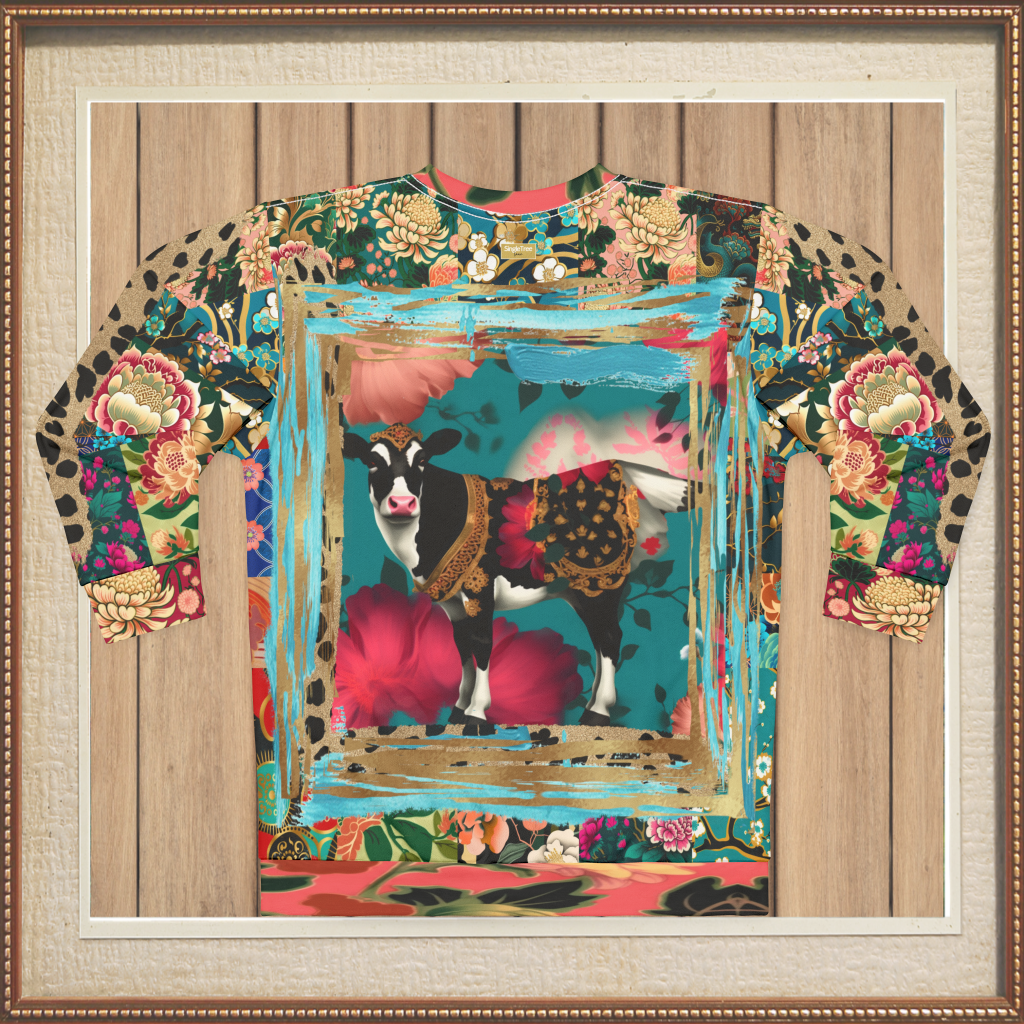 Sacred Chinese Cow Animal Print Unisex Sweatshirt (Gold Label)