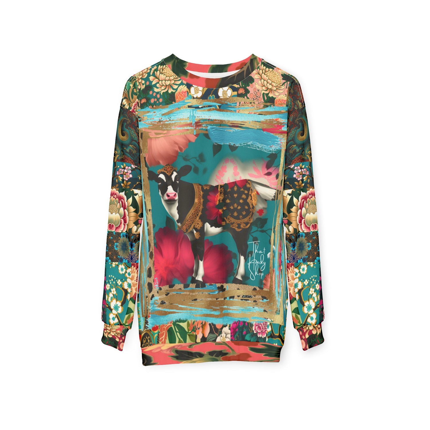 Sacred Chinese Cow Animal Print Unisex Sweatshirt (Gold Label)