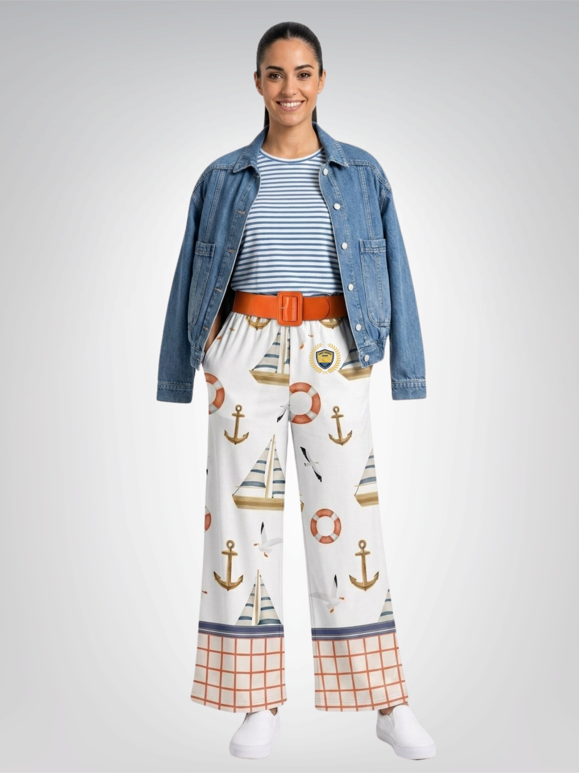 Sail Away Seaside Coastal Regatta Eco-Poly Wide Leg Pants
