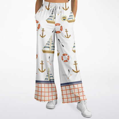 Sail Away Seaside Coastal Regatta Eco-Poly Wide Leg Pants