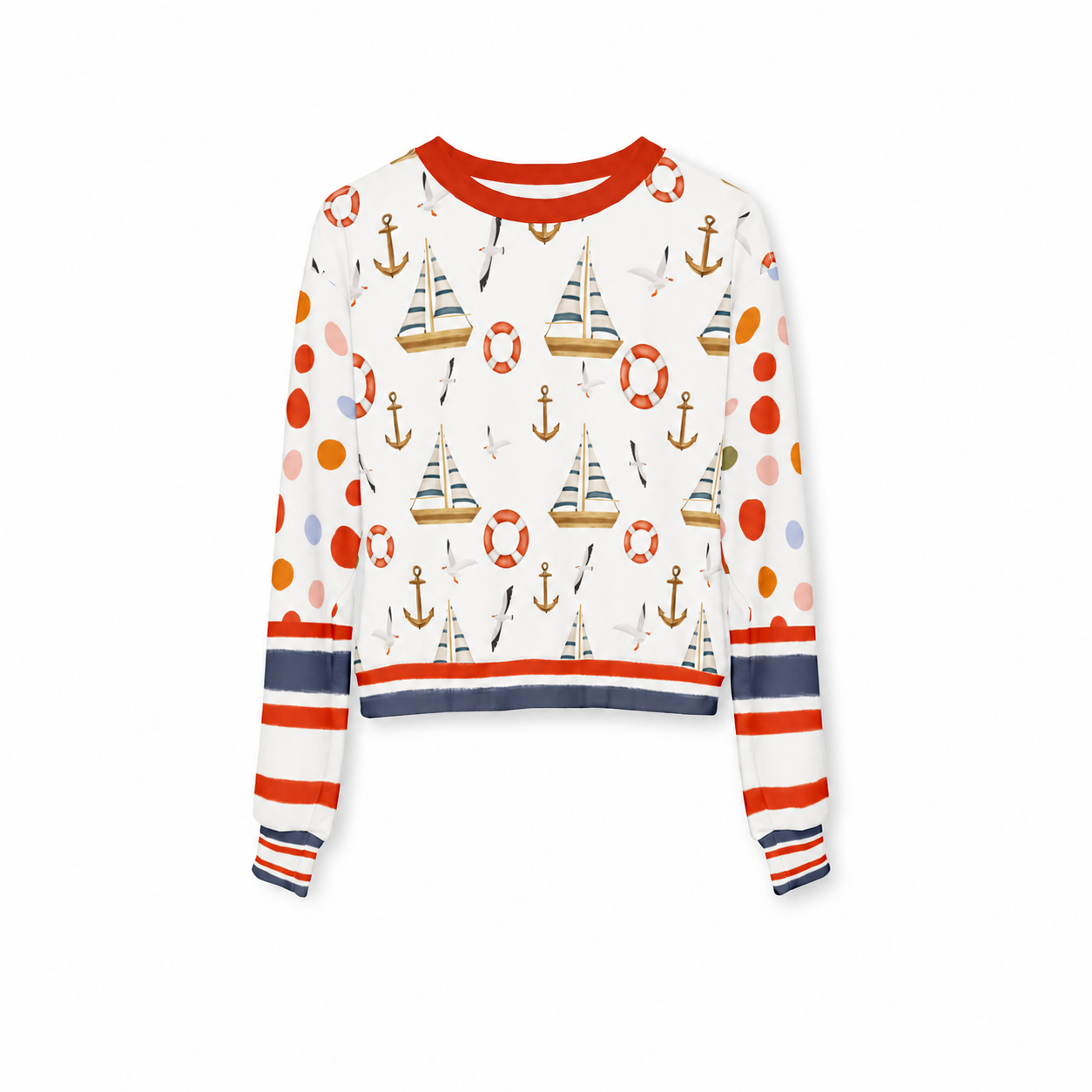 Sail Away Harbor Dots Cropped Sweatshirt (Gold Label)