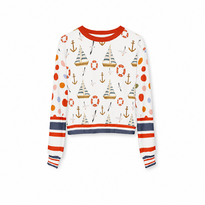 Sail Away Harbor Dots Cropped Sweatshirt (Gold Label)