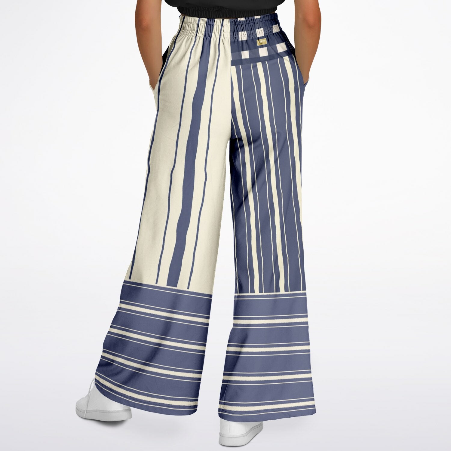 Sail Away Harborline Mix Stripe Eco-Poly Wide Leg Pants