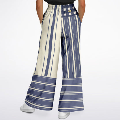 Sail Away Harborline Mix Stripe Eco-Poly Wide Leg Pants