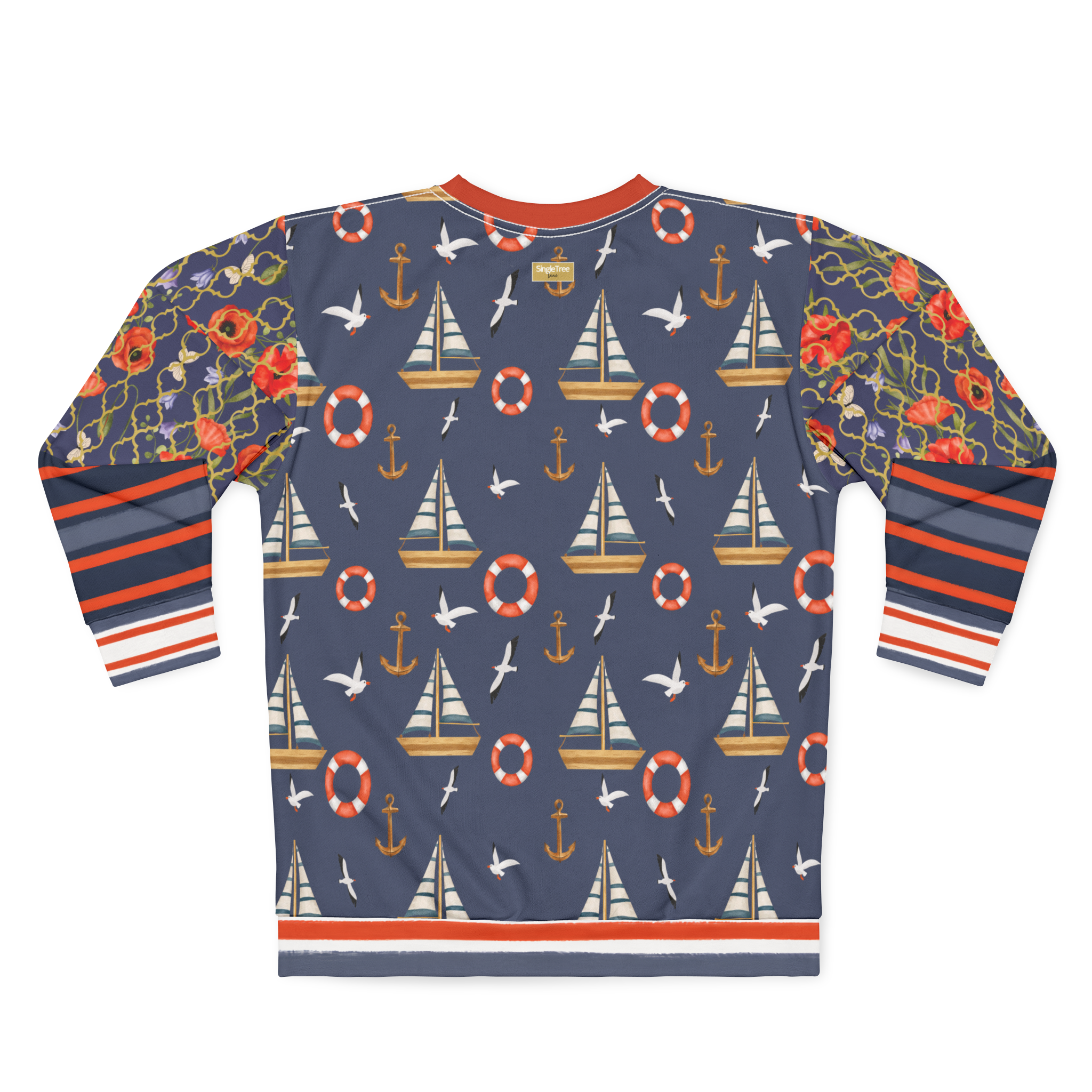 Sail Away in Denim Floral Trellis Unisex Sweatshirt (Gold Label)