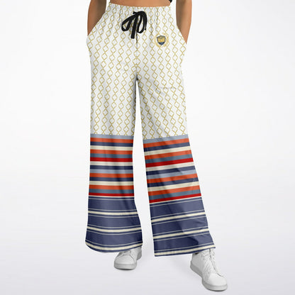 Sail Away Golden Trefoil in White Eco-Poly Wide Leg Pants