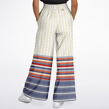 Sail Away Golden Trefoil in White Eco-Poly Wide Leg Pants