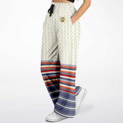 Sail Away Golden Trefoil in White Eco-Poly Wide Leg Pants