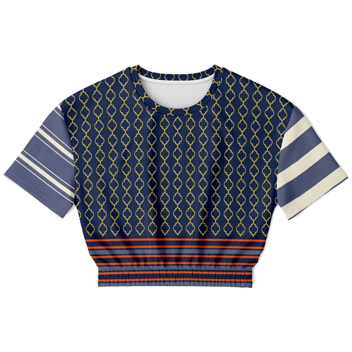 Sail Away in Golden Trefoil Eco-Poly Short Sleeve Cropped Pullover