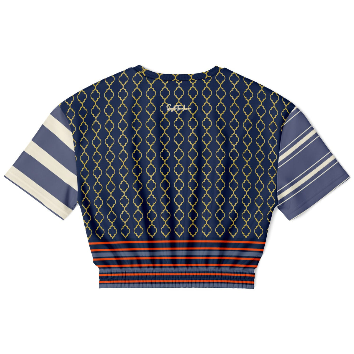 Sail Away in Golden Trefoil Eco-Poly Short Sleeve Cropped Pullover