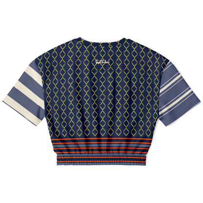 Sail Away in Golden Trefoil Eco-Poly Short Sleeve Cropped Pullover