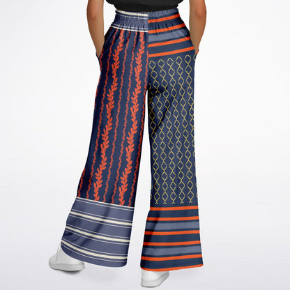Sail Away Laurel Trellis Duo in Blue Eco-Poly Wide Leg Pants