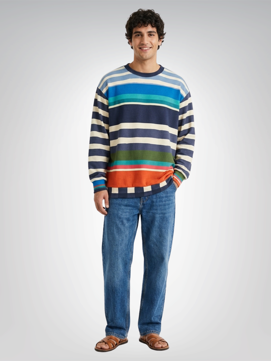 Sail Away Rainbow Regatta Rugby Stripe Unisex Sweatshirt (Gold Label)