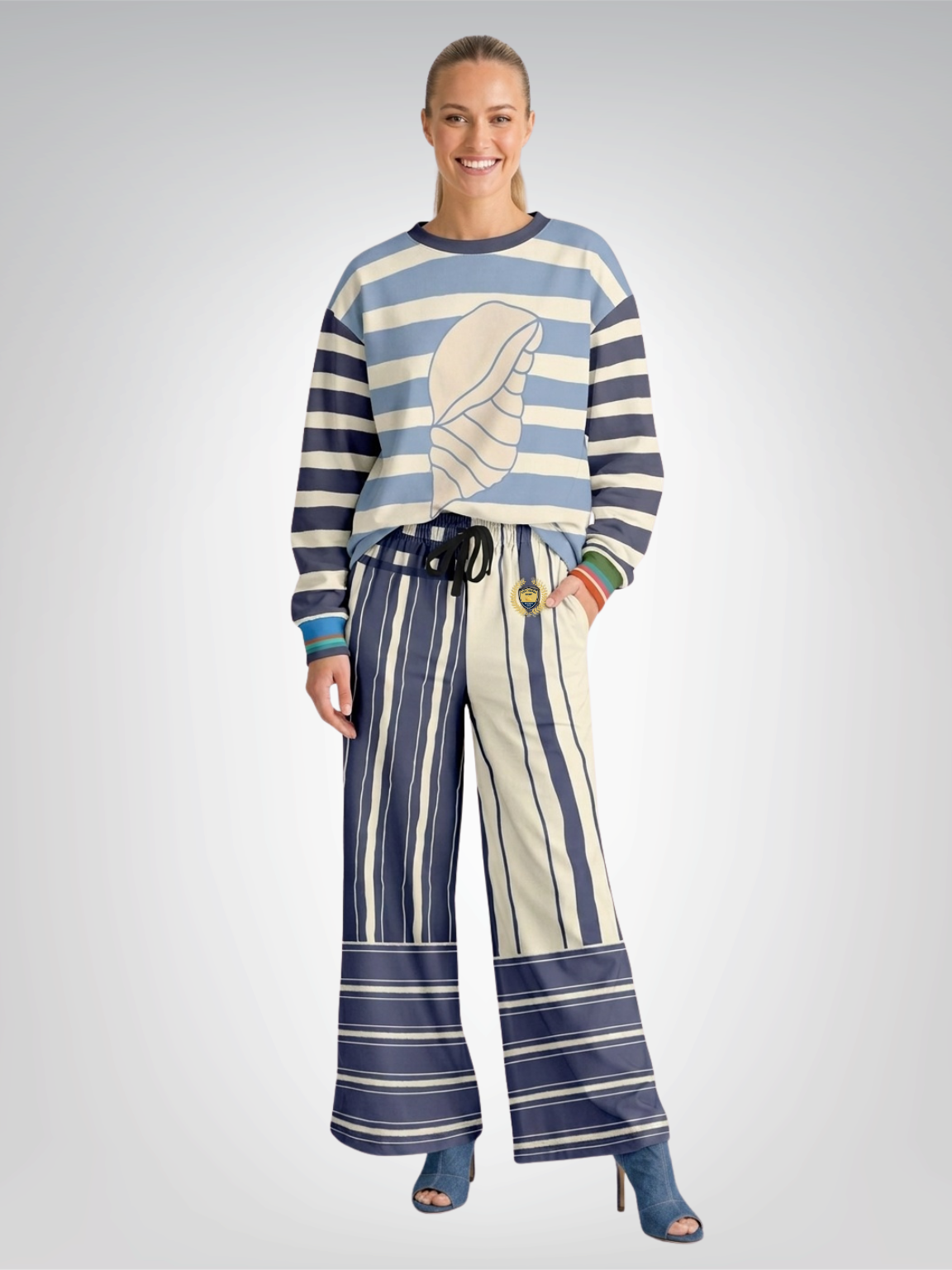 Sail Away Regatta Rugby Stripe Unisex Sweatshirt (Gold Label)