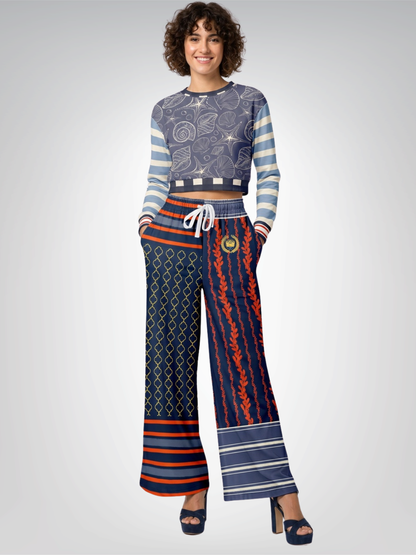 Sail Away Seashell Sketch in Blue Cropped Sweatshirt (Gold Label)