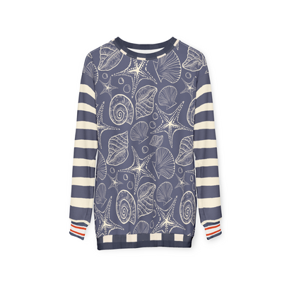 Sail Away Seashell Sketch in Blue Unisex Sweatshirt (Gold Label)