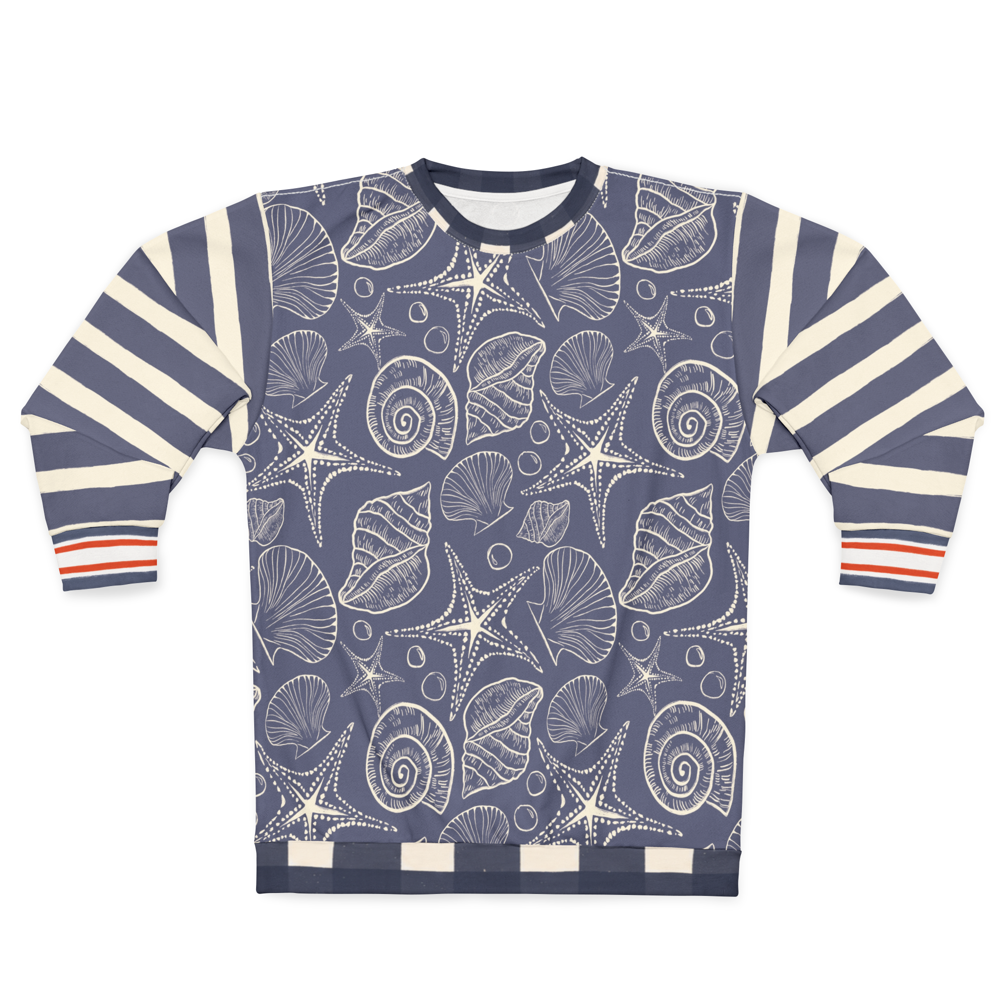 Sail Away Seashell Sketch in Blue Unisex Sweatshirt (Gold Label)
