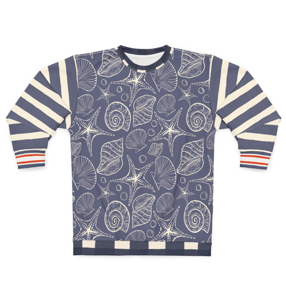 Sail Away Seashell Sketch in Blue Unisex Sweatshirt (Gold Label)