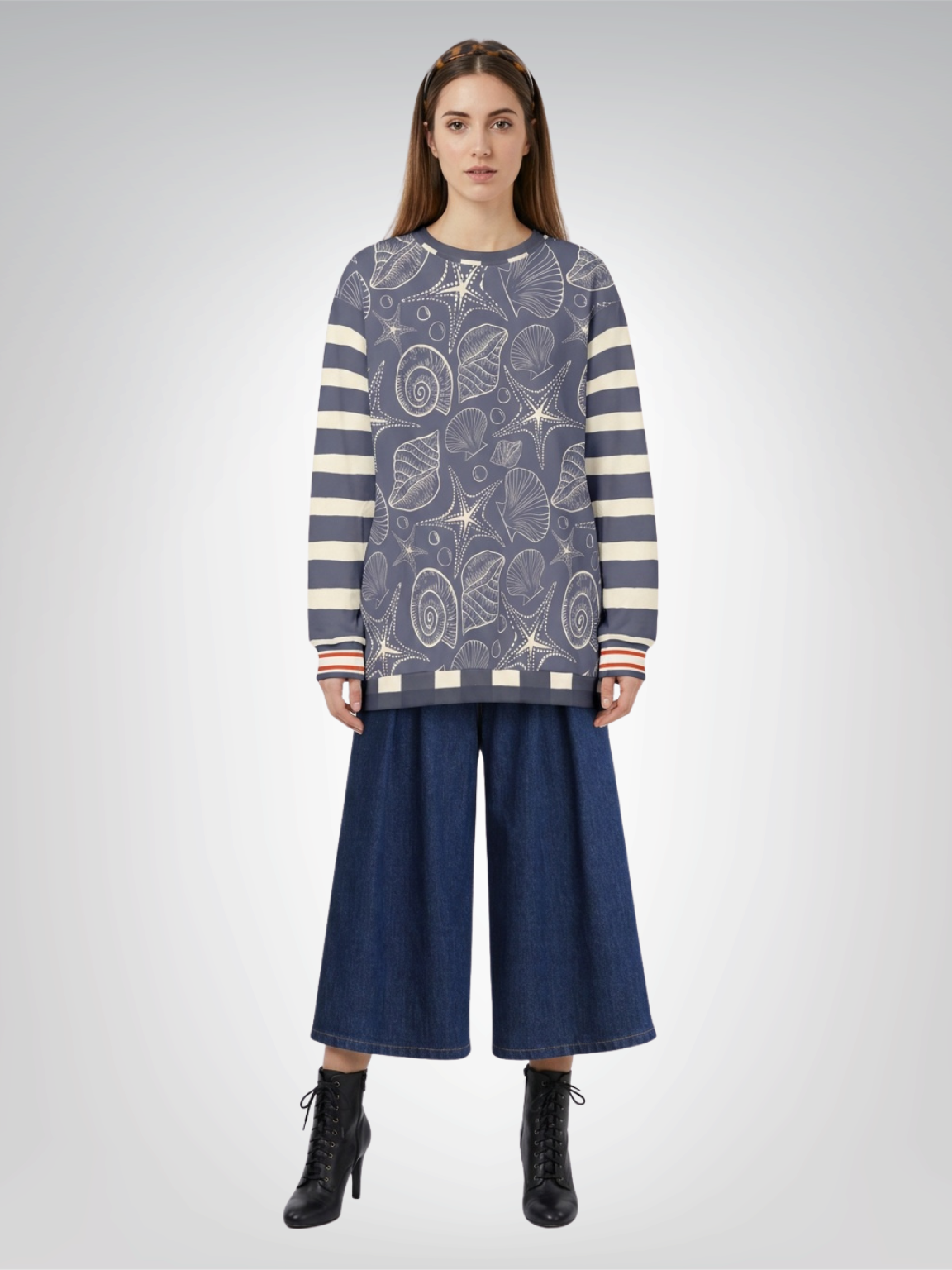 Sail Away Seashell Sketch in Blue Unisex Sweatshirt (Gold Label)