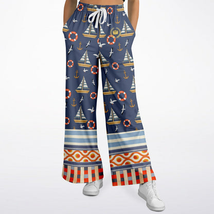 Sail Away Seaside Indigo Coastal Regatta Eco-Poly Wide Leg Pants