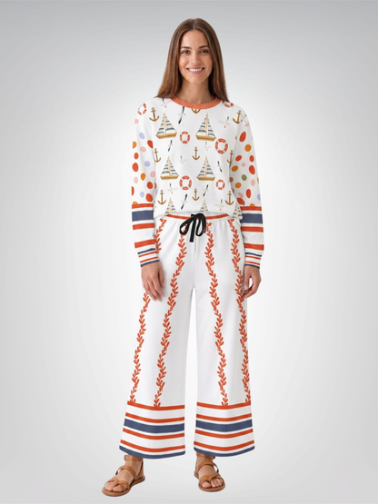 Sail Away Laurel Stripe Eco-Poly Wide Leg Pants