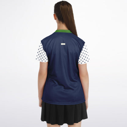 Sailor Blue Mandarin Collar Ladies Golf Polo Jersey