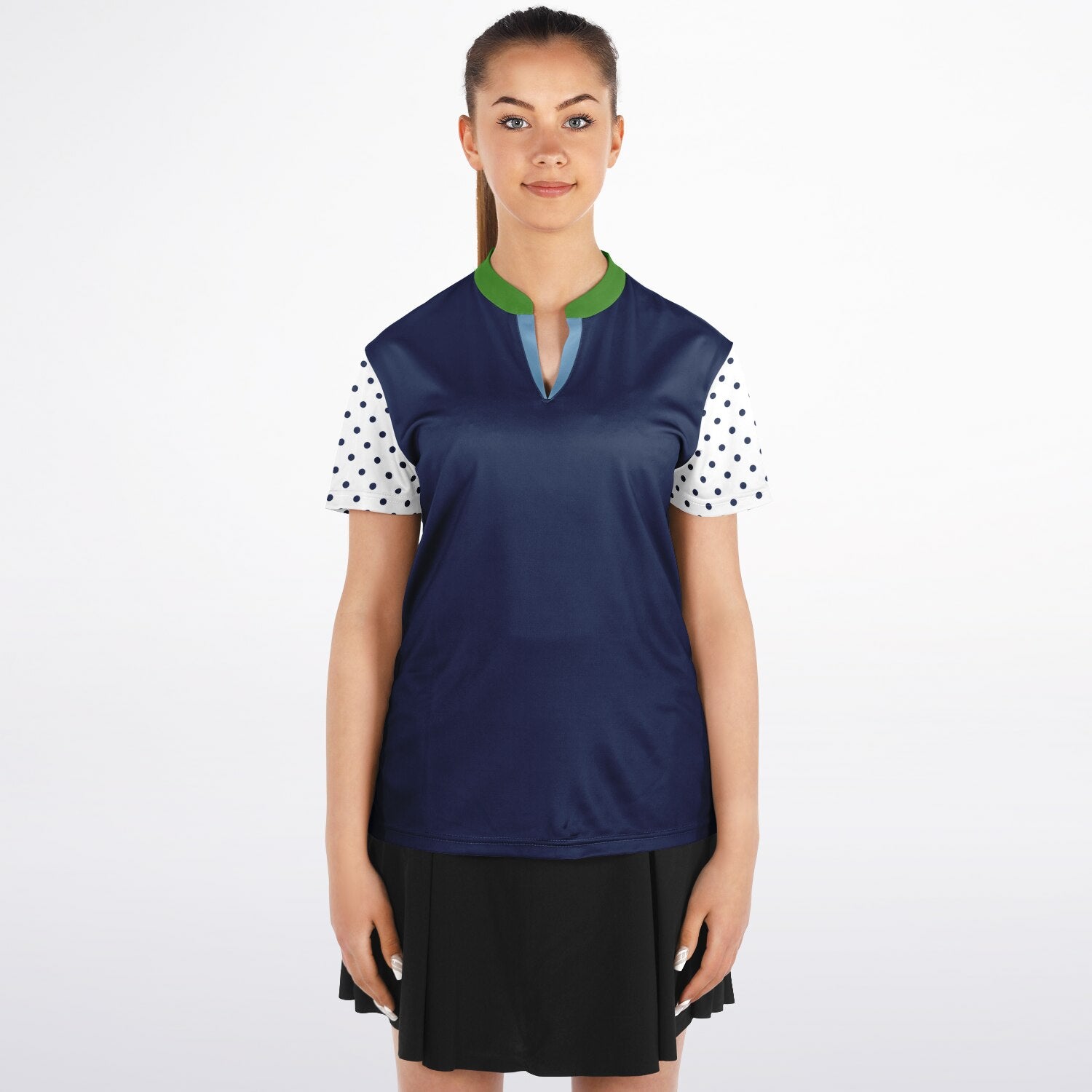Sailor Blue Mandarin Collar Ladies Golf Polo Jersey