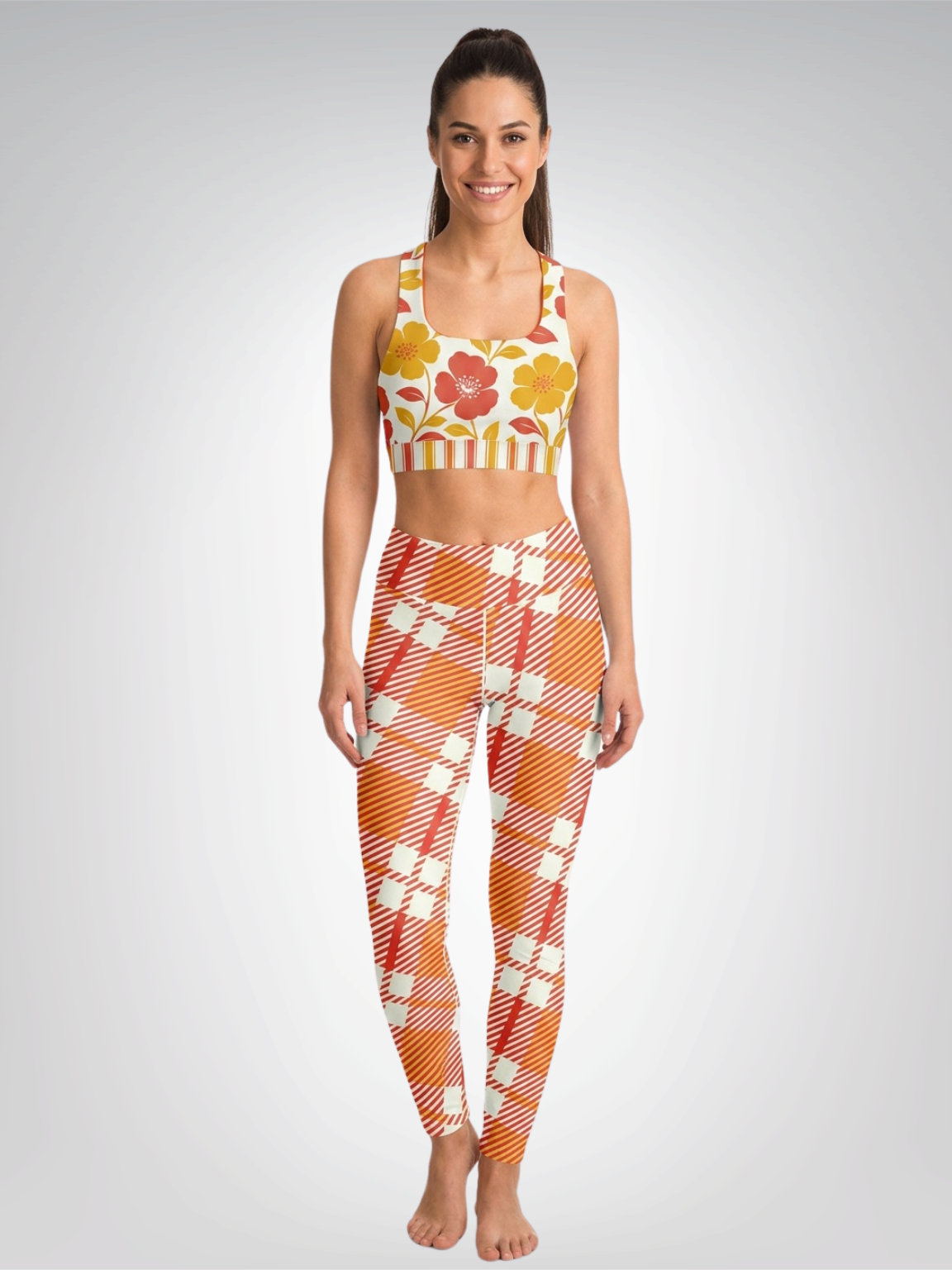 Salsa Time Floral Stripe Padded Sports Bra