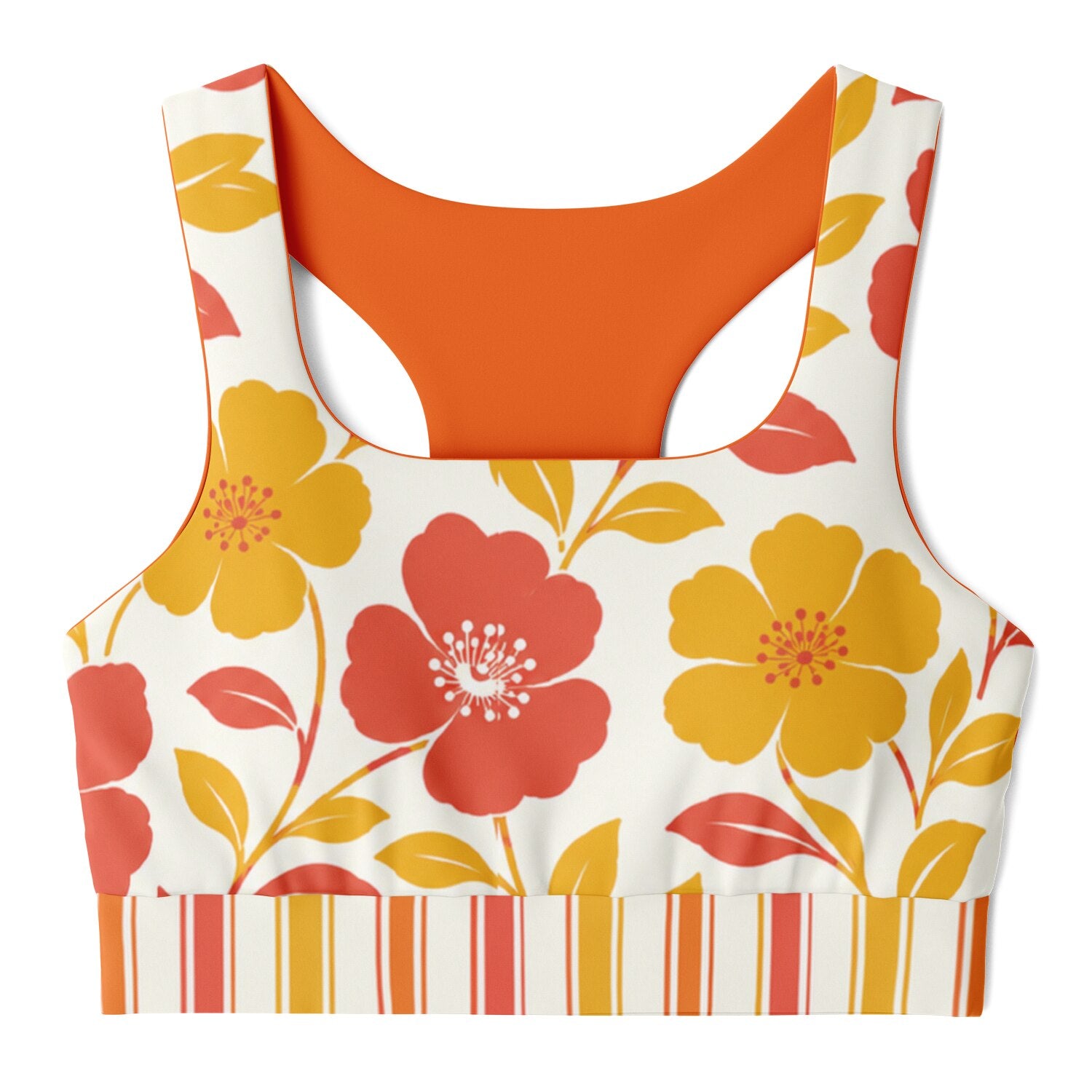 Salsa Time Floral Stripe Padded Sports Bra