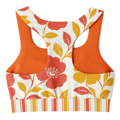 Salsa Time Floral Stripe Padded Sports Bra
