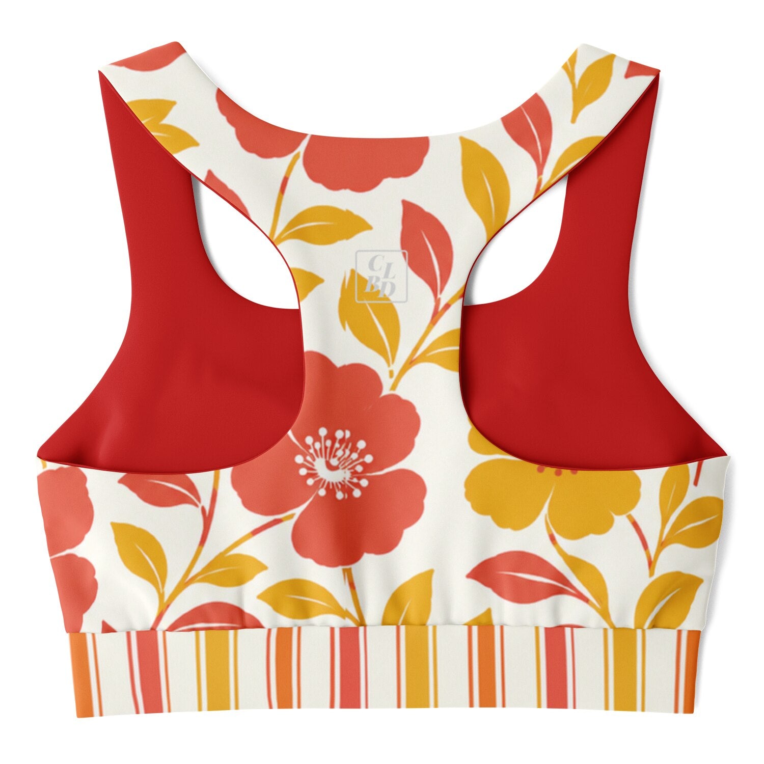 Salsa Time Golden Floral Stripe Padded Sports Bra