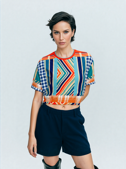 Salsa Time Eco-Poly Short Sleeve Cropped Pullover