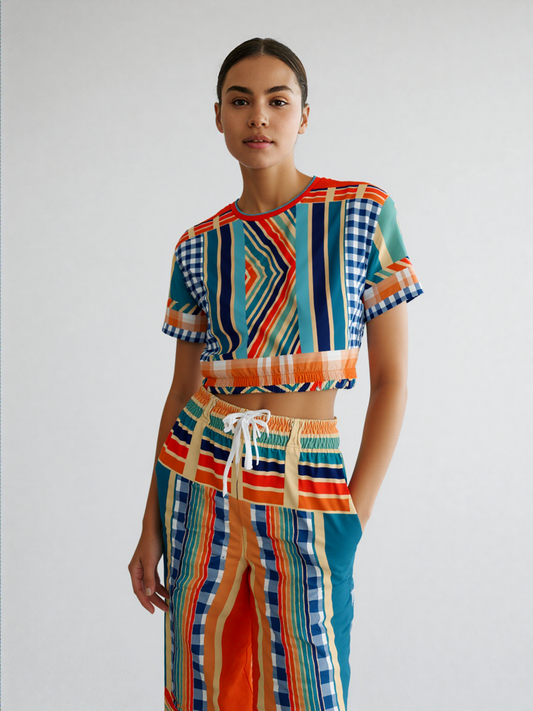 Salsa Time Eco-Poly Short Sleeve Cropped Pullover