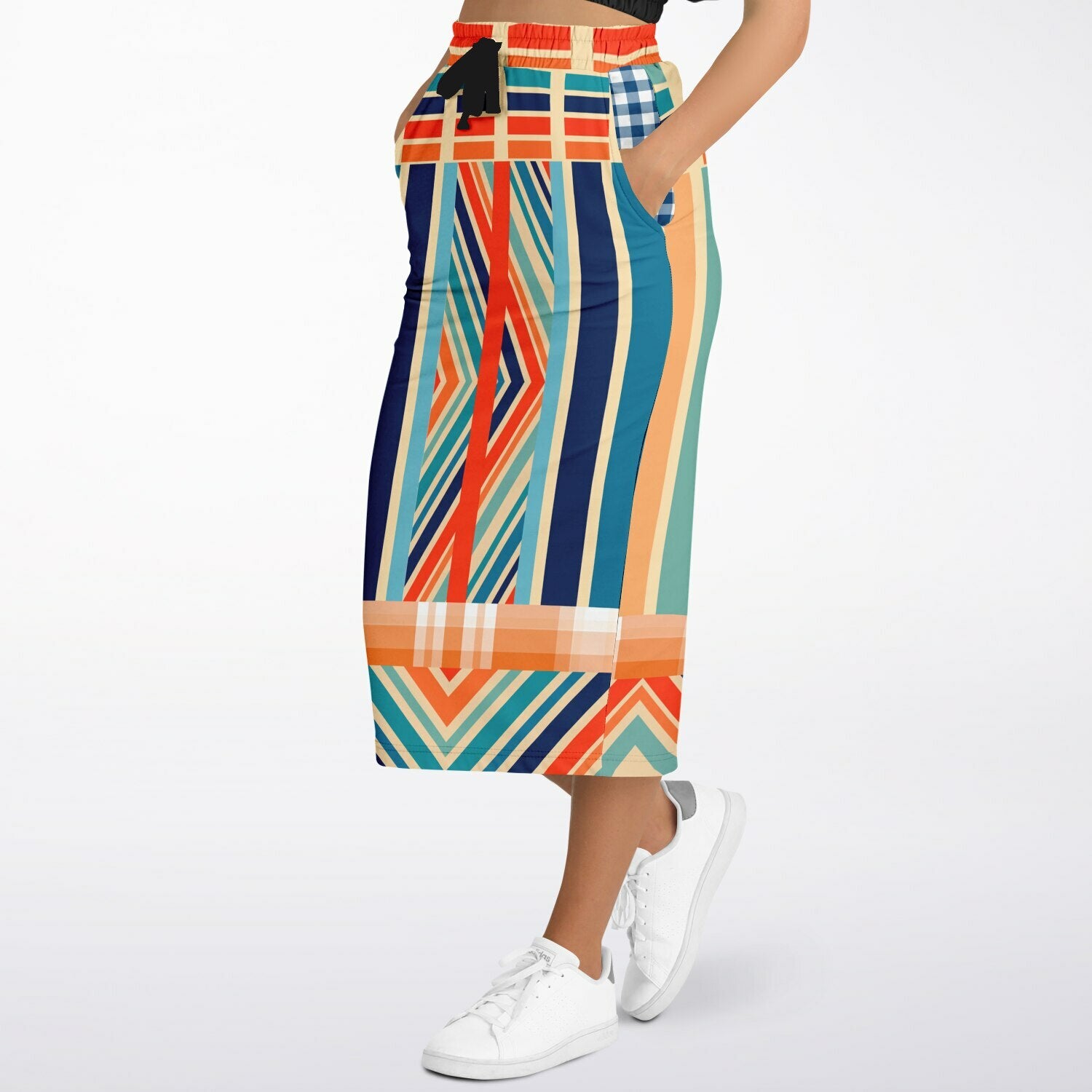 Salsa Time Zig-Zag Stripe Eco-Poly Long Pocket Skirt