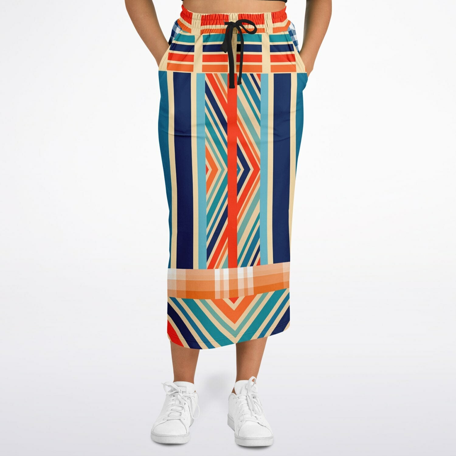 Salsa Time Zig-Zag Stripe Eco-Poly Long Pocket Skirt