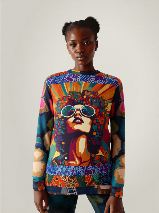 See My Halo Hippie Woman Print Unisex Sweatshirt (Gold Label)
