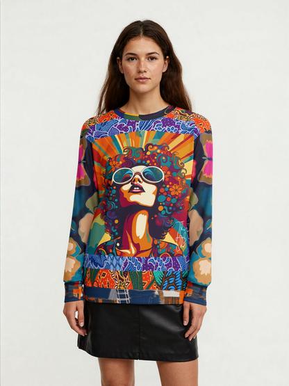 See My Halo Hippie Woman Print Unisex Sweatshirt (Gold Label)