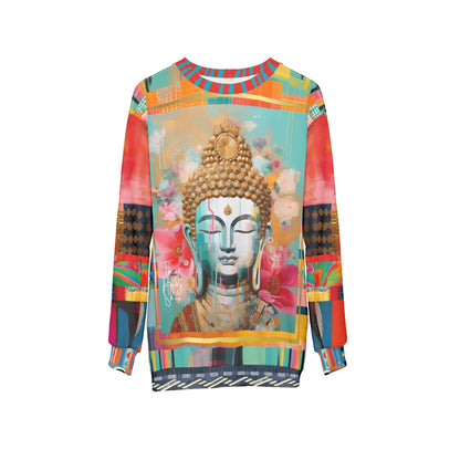 Serene Buddha in Pastel Patchwork Print Unisex Sweatshirt (Gold Label)