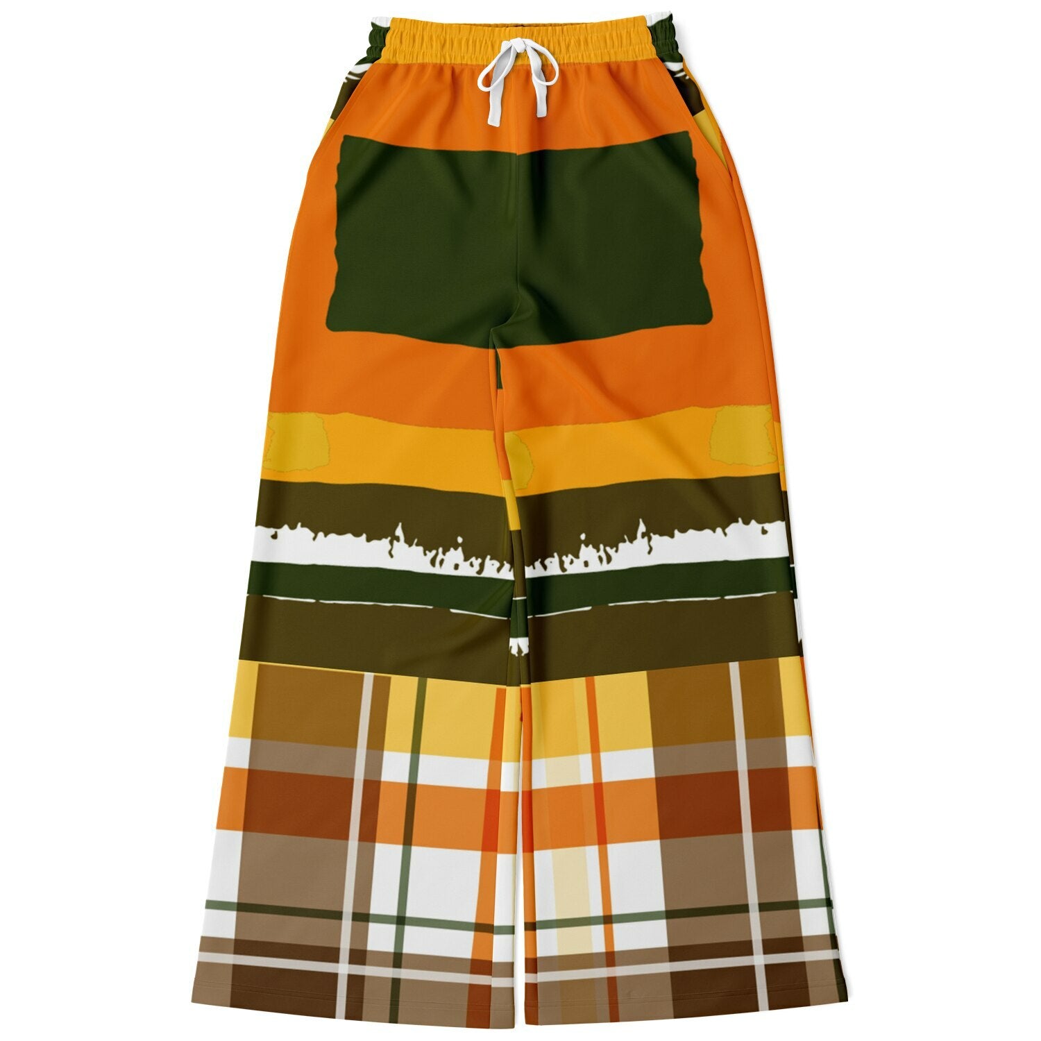 Seville Retro 70s Eco-Poly Plaid Wide Leg Pants
