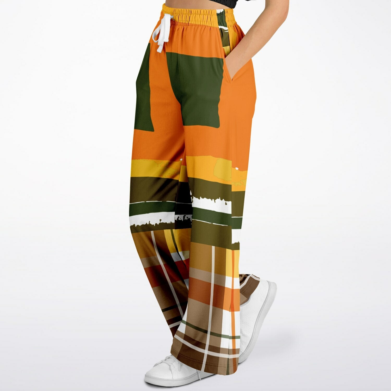 Seville Retro 70s Eco-Poly Plaid Wide Leg Pants