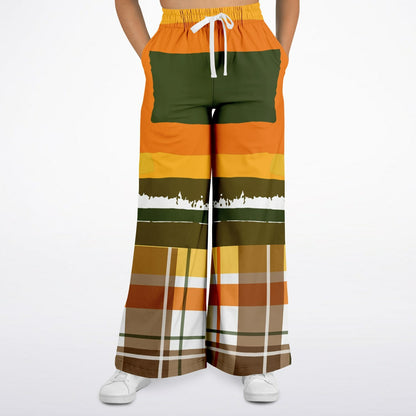 Seville Retro 70s Eco-Poly Plaid Wide Leg Pants