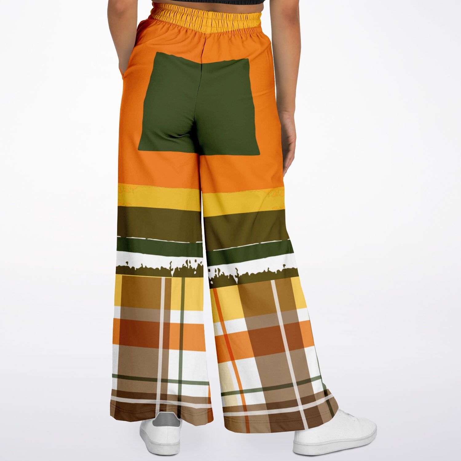 Seville Retro 70s Eco-Poly Plaid Wide Leg Pants