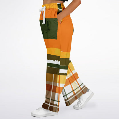 Seville Retro 70s Eco-Poly Plaid Wide Leg Pants