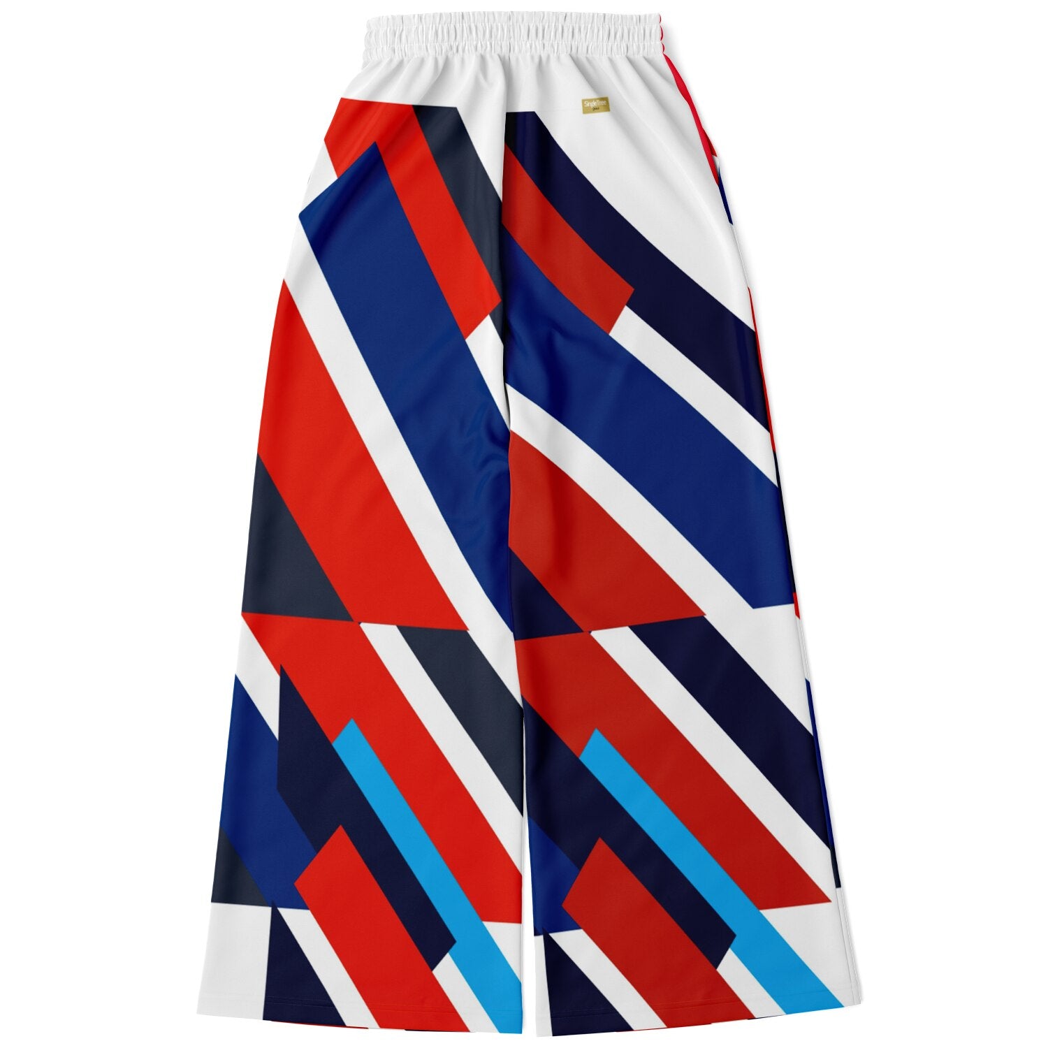 Shaka Laka Navy Blue Abstract Geo Stripe Eco-Poly Wide Leg Pants